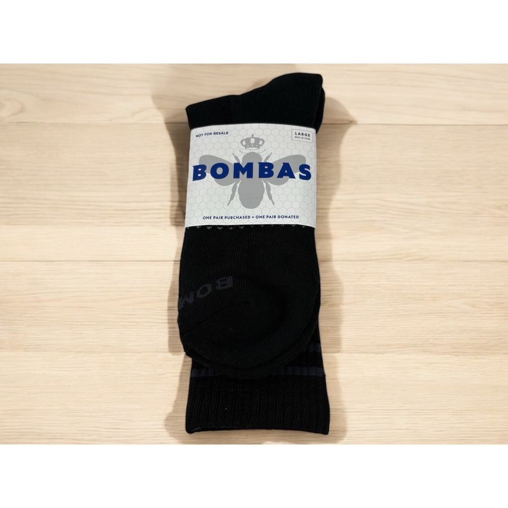 1 Pair Of Bombas Calf Socks Black Size Large